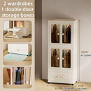 Axyaa Multi-Tier Storage Cabinet, Heavy-Duty Organizer with Rollers, Single/Double Door Design