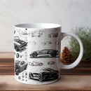 Axyaa Retro 1960s Style Car Art Mug - Microwave Safe, Ideal for Coffee Enthusiasts