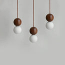 Axyaa Wood Glass LED Pendant Light: Bedroom Chandelier Headboard Lamp - Coffee Black Walnut