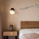 Axyaa Yellow Travertine LED Wall Light Fixture Nordic Modern Glass Wood Bedside Lamp