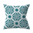 Teal Blue Green Floral Stripe Geometric Pillowcase by Axyaa for Home Decor
