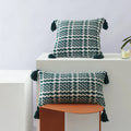 Axyaa Handmade Woven Cotton Tassel Cushion Cover for Home Decor