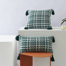 Axyaa Handmade Woven Cotton Tassel Cushion Cover for Home Decor