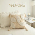 Axyaa Embroidered Geometry Tassel Pillow Cover for Stylish Home Decor