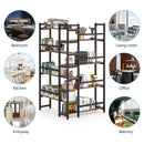Axyaa Industrial Corner Bookshelf 70.8” Tall for Living Room Home Office