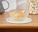 Axyaa Gold Edged Crystal Glass Bowl - 380ml Transparent Fruit Plate & Salad Dish