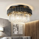 Axyaa Modern LED Crystal Ceiling Chandelier - Gold Black, Elegant Pendant Lamp for Living Room, Bedroom, Kitchen