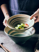 Axyaa Large Ramen Bowl Set - Ceramic Household Tableware Bowl and Plate, Ajisen Beef Noodle Bowl