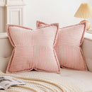 Axyaa Corduroy Boho Striped 18x18 Inch Throw Pillow Covers for Couch Sofa