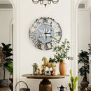 Axyaa Silver Glass Mirror Roman Numerals Crush Diamond Wall Clock, Battery Operated