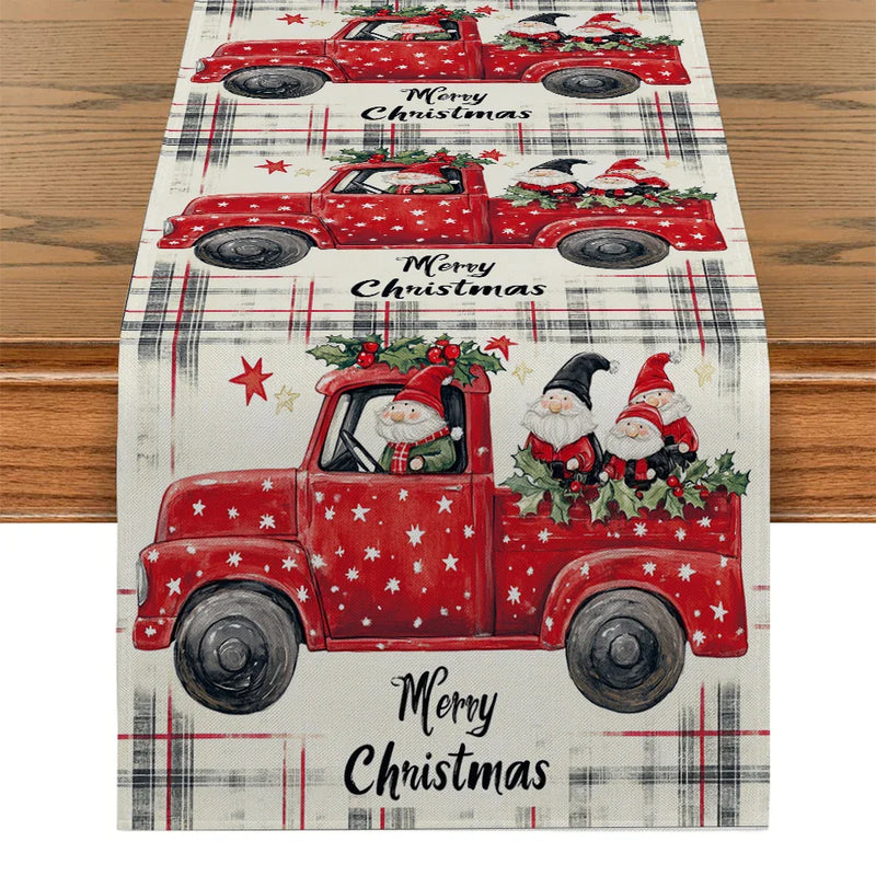 Axyaa Christmas Picard Dwarf Tree Table Runner for Festive Decor