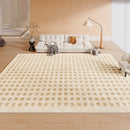 Axyaa Luxury Cream Checkerboard Carpet for Large Living Room Area