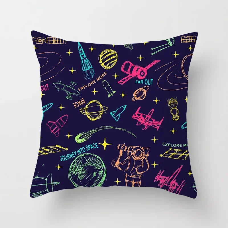 Axyaa Astronaut Theme Polyester Pillowcase Sofa Chair Cover 45x45cm