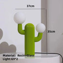 Axyaa Creative Cactus Table Lamp, French Cream Resin Night Light for Living Room
