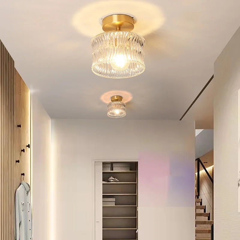 Axyaa LED Ceiling Lamp for Bedroom Living Room Clear Glass Decor Fixtures
