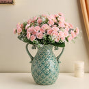 Axyaa Ancient Coins Relief Vase Ceramic Decor for Stylish Floral Arrangements
