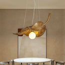Axyaa Retro Leaf Wood Pendant Light for Commercial Decor, Bar, Restaurant, Hotel, Shop