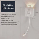Axyaa LED Wall Sconce Lamp with USB Port & Socket for Bedrooms, Restaurants.