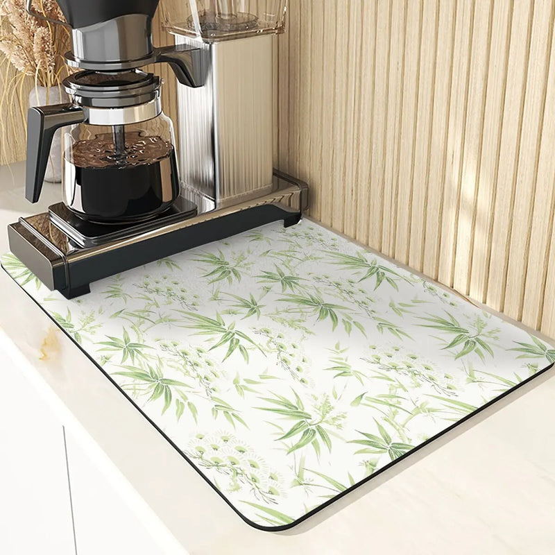 Axyaa Silicone Dish Mat, Flowers Pattern Absorbent Drying Mat for Kitchen Essentials