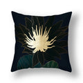 Axyaa Gold Leaf Flower Cushion Cover - Decorative Square Pillow for Home and Car