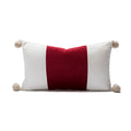 Axyaa Red White Pompom Ball Cushion Covers - Christmas Classical Design