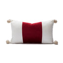 Axyaa Red White Pompom Ball Cushion Covers - Christmas Classical Design