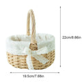 Axyaa Willow Rattan Wedding Basket Half Moon Storage Handle Flower Girls Picnic Container