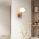 Axyaa White Glass Ball LED Wall Sconce - Modern Nordic Bedroom Bedside Lamp