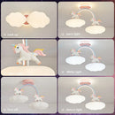 Axyaa Unicorn Cloud Chandelier with Remote Control for Children's Room