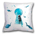 Axyaa Spaceman Astronaut Ocean Blue Pillow Cover for Home D��cor