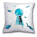 Axyaa Spaceman Astronaut Ocean Blue Pillow Cover for Home D��cor