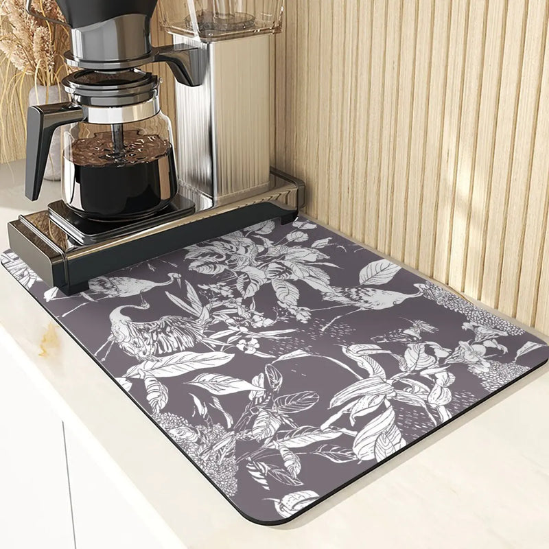Axyaa Plant Pattern Drying Mat: Kitchen & Table Essential