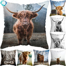 Axyaa Nordic Yak Oxen Highland Cow Cushion Cover for Home Hotel Sofa Bed
