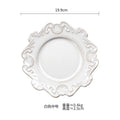 Axyaa European Relief Ceramic Tableware Set, Elegant Flat Plate Dim Sum Soup Rice Bowl