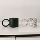 Axyaa Ceramic Round Handle Mugs White Black Splash-ink Tea Milk Water Cup