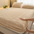 Axyaa Velvet Jacquard Fitted Mattress Protector for Single Double Beds