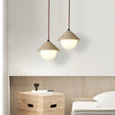Axyaa Yellow Travertine Glass LED Pendant Lamp Vintage Wood Kitchen Island Hanging Light