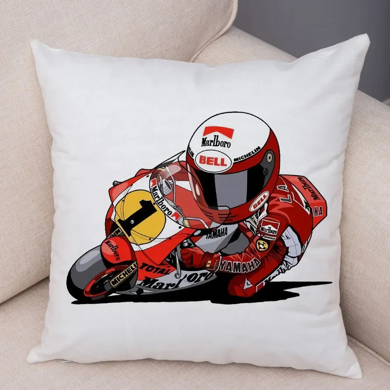 Axyaa Cartoon Sport Motorcycle Cushion Cover - Super Soft Plush Pillow Case