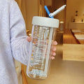 Axyaa Glass Water Bottle with Tea Infuser Filter Straw, Kawaii Design, 750ml