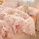 Axyaa Princess Style Ruffle Lace Bow Bedding Set - 4pcs