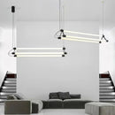 Axyaa Double Row Chandelier: Modern Long Tube Design for Office, Meeting Room, Bar