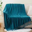 Axyaa Chenille Throw Blanket Fringe Tassels Soft Cozy Knit Sofa Christmas Decor
