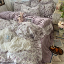 Axyaa Princess Floral Ruffles Bedding Set with Soft Duvet Cover, Bed Sheet, Pillowcases