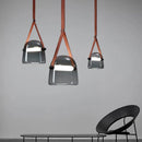 Axyaa Leather Belt Glass Chandelier Pendant Light Luxury LED Lamps Dining Living Room