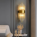 Axyaa Golden Crystal Wall Lamp: Elegant LED Sconce for Bedroom, Living Room, Bathroom