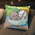 Axyaa Peach Cat Soft Cushion Cover 45x45 for Bed Sofa Home Decor