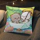 Axyaa Peach Cat Soft Cushion Cover 45x45 for Bed Sofa Home Decor