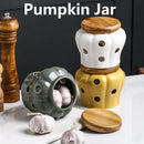Axyaa Ceramic Pumpkin Jar with Lid for Kitchen Storage of Spices and Herbs