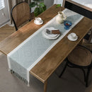 Axya Geometric Jacquard Table Runner with Tassel - Polyester Cotton Dining Flag