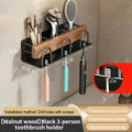 Axyaa Toothbrush Rack & Mug Holder with Toothpaste Squeezer - Wall Mounted Storage